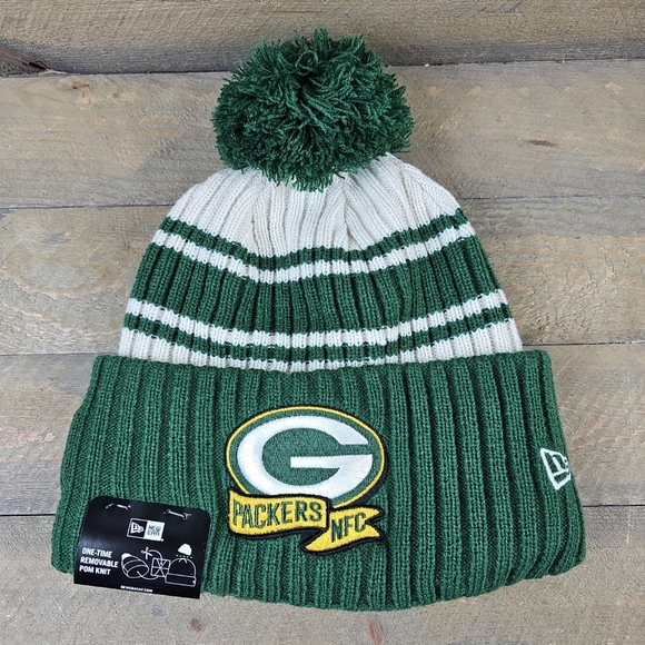 New Era Green Bay Packers NFL Football Lined Green/Cream Stocking Hat - Picture 1 of 8